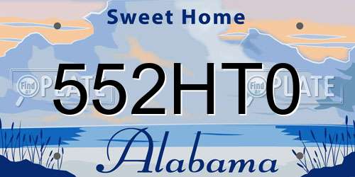 552HT0 Alabama License Plate