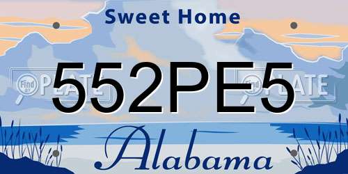 552PE5 Alabama License Plate