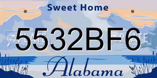 5532BF6 Alabama License Plate