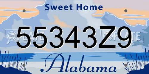 55343Z9 Alabama License Plate