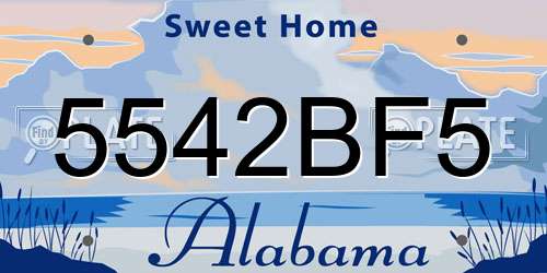 5542BF5 Alabama License Plate