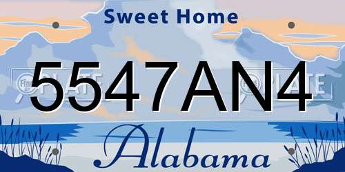 5547AN4 Alabama License Plate