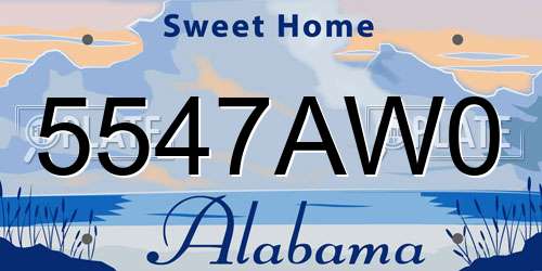 5547AW0 Alabama License Plate