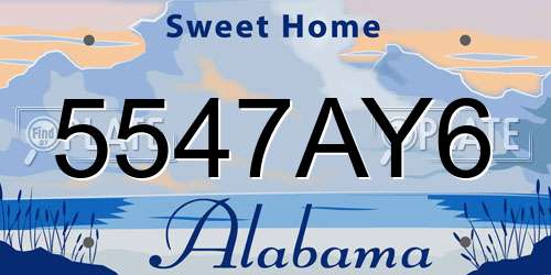 5547AY6 Alabama License Plate