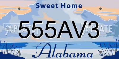 555AV3 Alabama License Plate