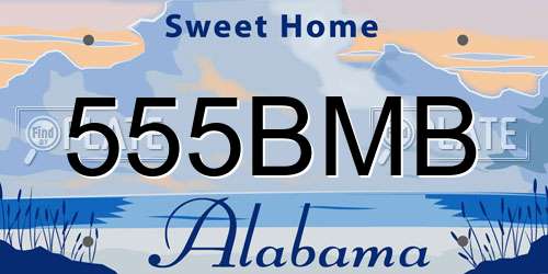 555BMB Alabama License Plate