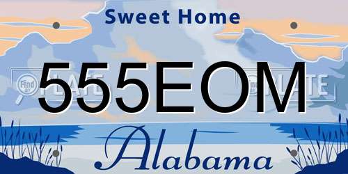 555EOM Alabama License Plate