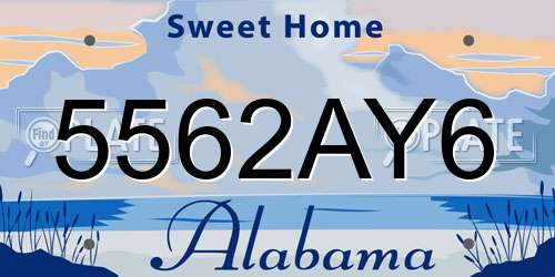 5562AY6 Alabama License Plate