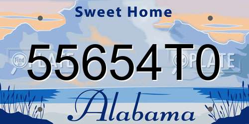 55654T0 Alabama License Plate