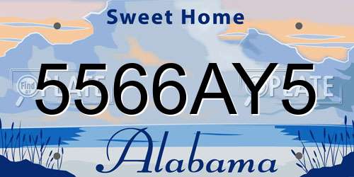 5566AY5 Alabama License Plate