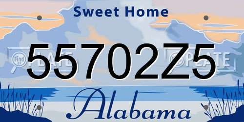 55702Z5 Alabama License Plate