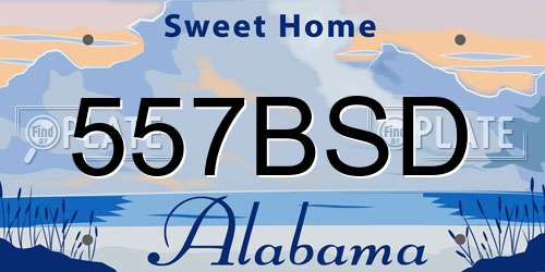 557BSD Alabama License Plate