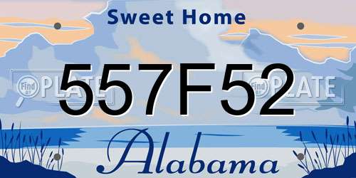 557F52 Alabama License Plate
