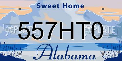 557HT0 Alabama License Plate