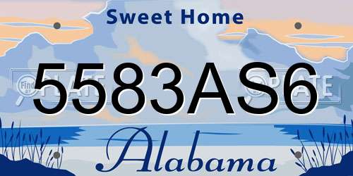 5583AS6 Alabama License Plate