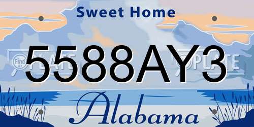 5588AY3 Alabama License Plate