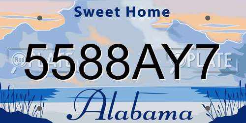 5588AY7 Alabama License Plate
