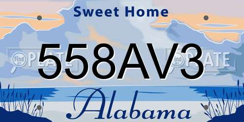 558AV3 Alabama License Plate