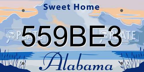 559BE3 Alabama License Plate