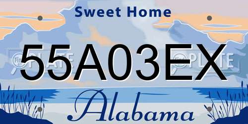 55A03EX Alabama License Plate