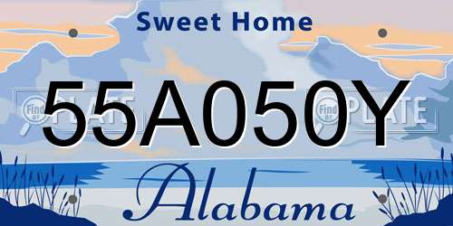 55A050Y Alabama License Plate