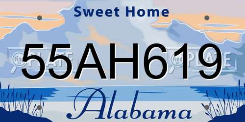 55AH619 Alabama License Plate