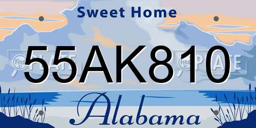 55AK810 Alabama License Plate