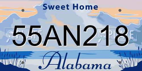 55AN218 Alabama License Plate