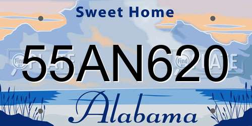 55AN620 Alabama License Plate
