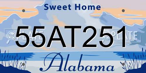 55AT251 Alabama License Plate