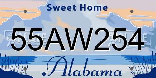 55AW254 Alabama License Plate