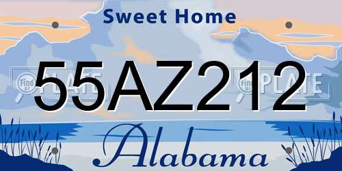 55AZ212 Alabama License Plate