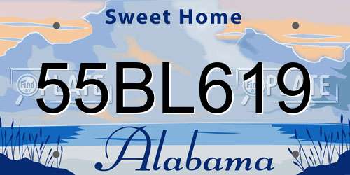 55BL619 Alabama License Plate