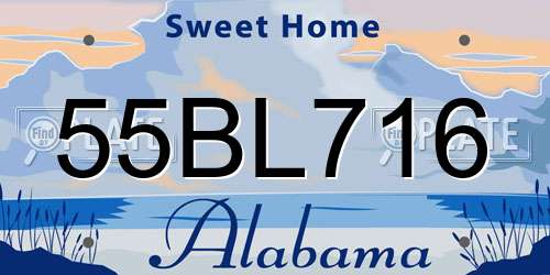 55BL716 Alabama License Plate