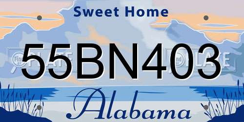 55BN403 Alabama License Plate