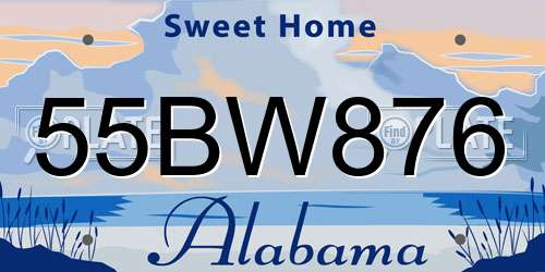 55BW876 Alabama License Plate