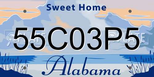 55C03P5 Alabama License Plate