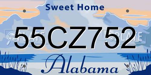 55CZ752 Alabama License Plate