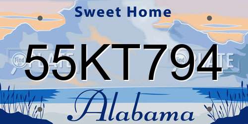 55KT794 Alabama License Plate
