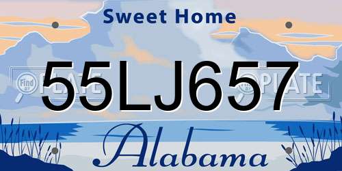 55LJ657 Alabama License Plate