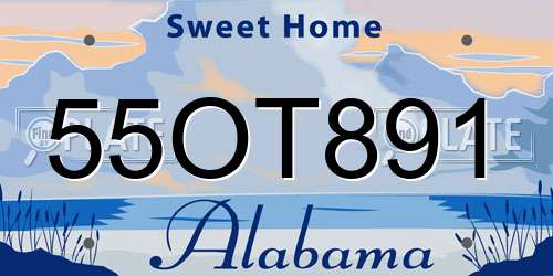 55OT891 Alabama License Plate