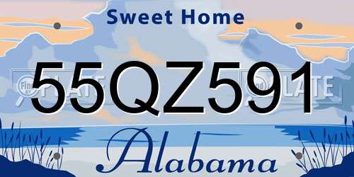 55QZ591 Alabama License Plate