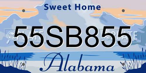 55SB855 Alabama License Plate