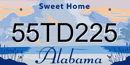 55TD225 Alabama License Plate