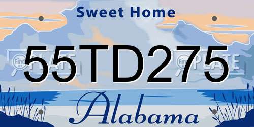 55TD275 Alabama License Plate