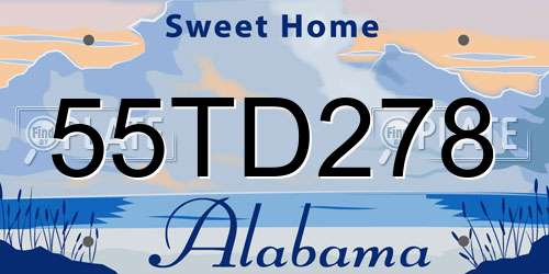 55TD278 Alabama License Plate