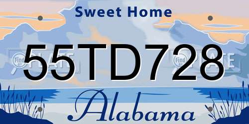 55TD728 Alabama License Plate