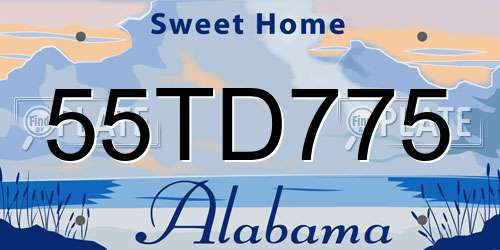55TD775 Alabama License Plate