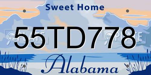 55TD778 Alabama License Plate