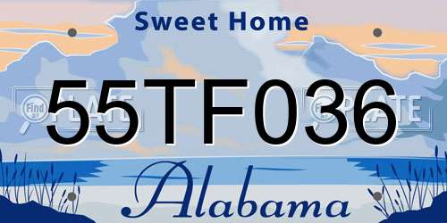 55TF036 Alabama License Plate
